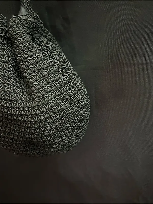 Black Crochet Drawstring Crossbody Bag - Image 10
