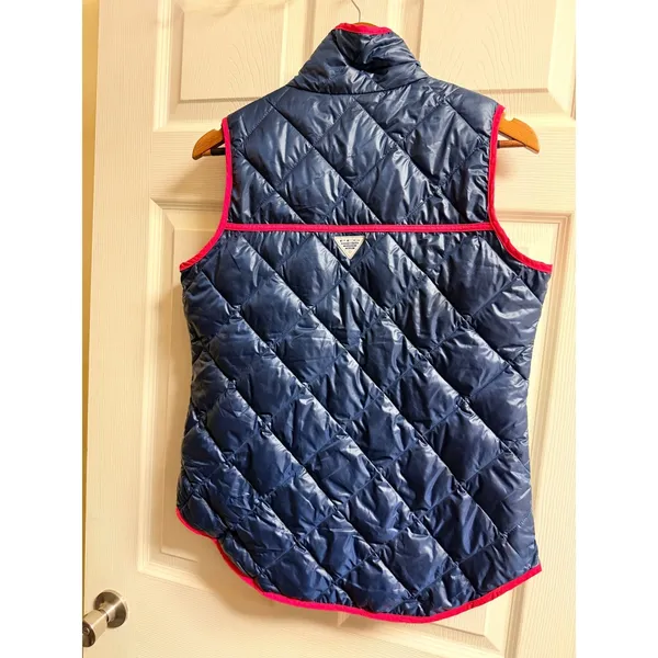 Columbia PFG Navy Blue Quilted Puffer Vest Pink Trim Womens Size Small‎ - Image 5