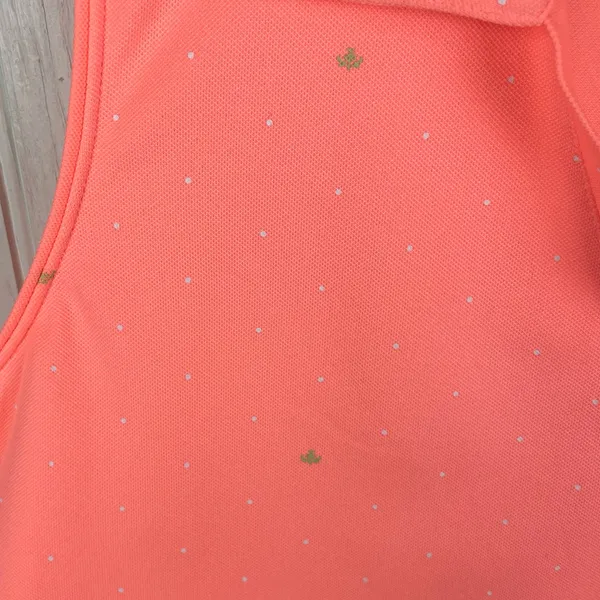 Lady Hagen Women's V-neck Golf Tank Top Size Medium Neon Orange Polka Dot Logo - Image 4