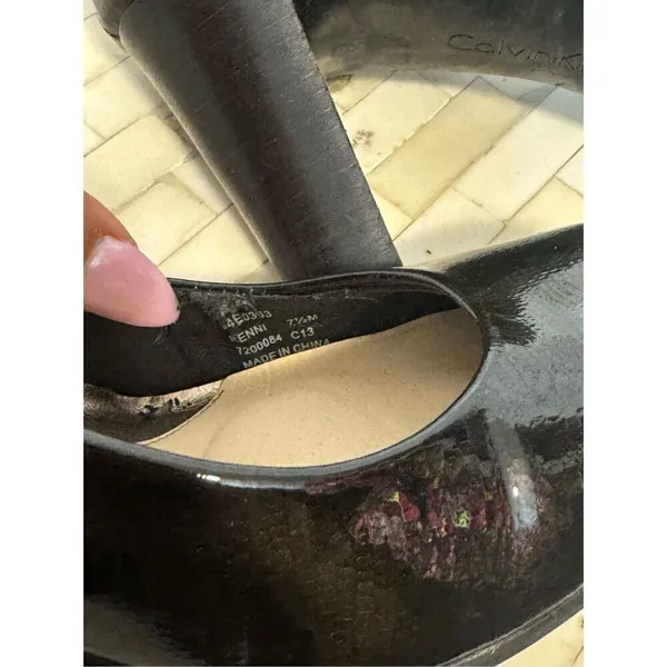 Women’s Calvin Klein Renni Shoes Black Pumps Heels Leather Size 7.5M Round Toe - Image 9