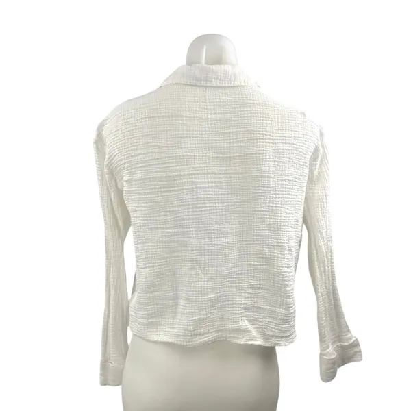 Abercrombie & Fitch White Long Sleeve Tie Knot V Neck Blouse Shirt Top Size S - Image 3