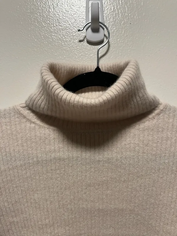 REFORMATION Luisa Cashmere Tan Ribbed Turtleneck Cropped Sweater, Size S - Image 6