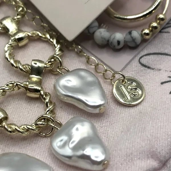 Jules Smith Doubled Layered Hoop Earrings |Irregular Bracelet NWT Small Dust Bag - Image 7