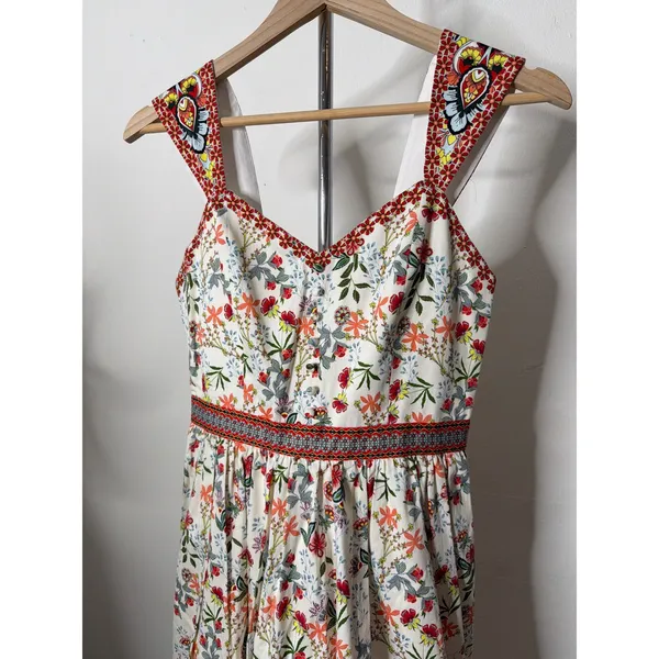 Alice + Olivia Portia Sweetheart Neck Floral Stretch Cotton Midi Dress - Image 3
