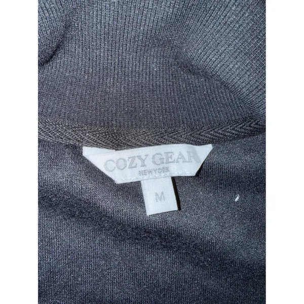 Cozy Gear Velour Quarter Zip Pullover Women Size M Black NEW Mock Neck Casual‎ - Image 2