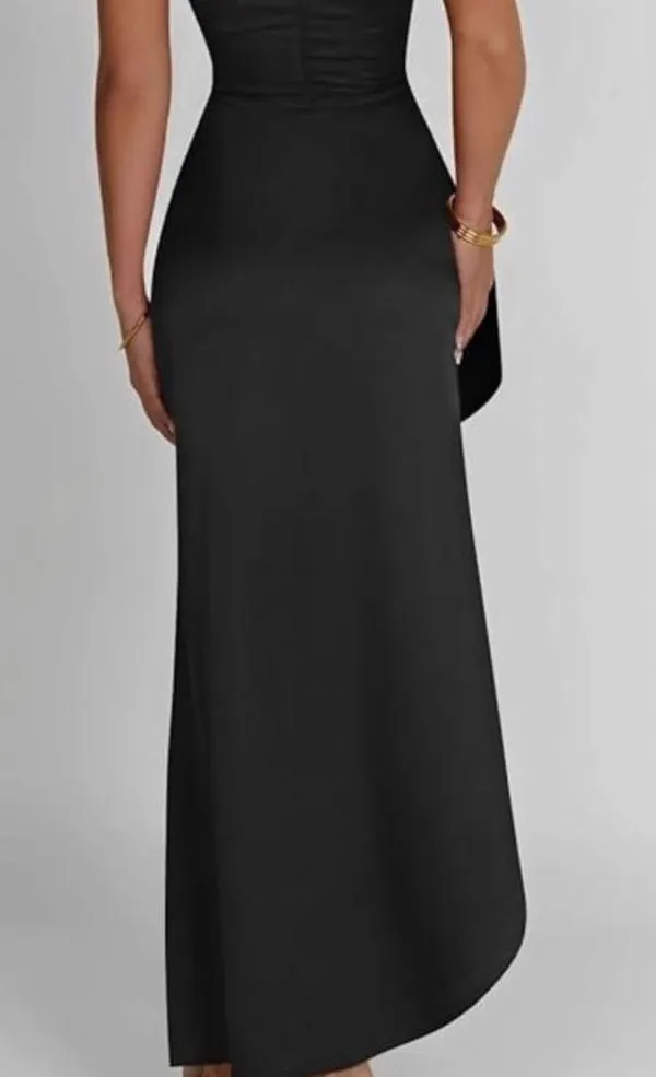 One Shoulder High Split Formal Party Evening Maxi Dress Black Size M - Image 2