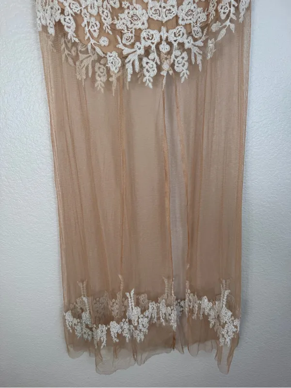 For Love and Lemons Vintage Luau Lace Mesh Nude White Maxi Skirt Medium $233 - Image 9