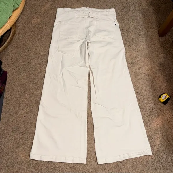 Anthropologie Pilcro Kit High Rise Wide Leg Buckle Trouser Pant Cream Pant 32 - Image 6