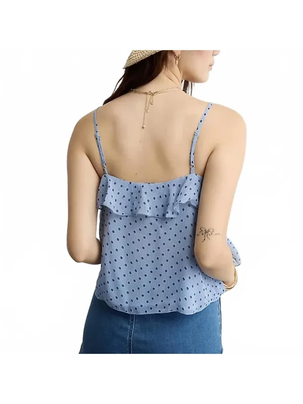 AE Ruffle Cami Tank Top American Eagle NWT Blue Large - Image 2