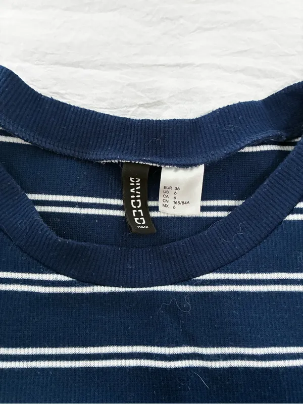 H&M Navy & White Striped Ribbed Midi Dress - Image 2