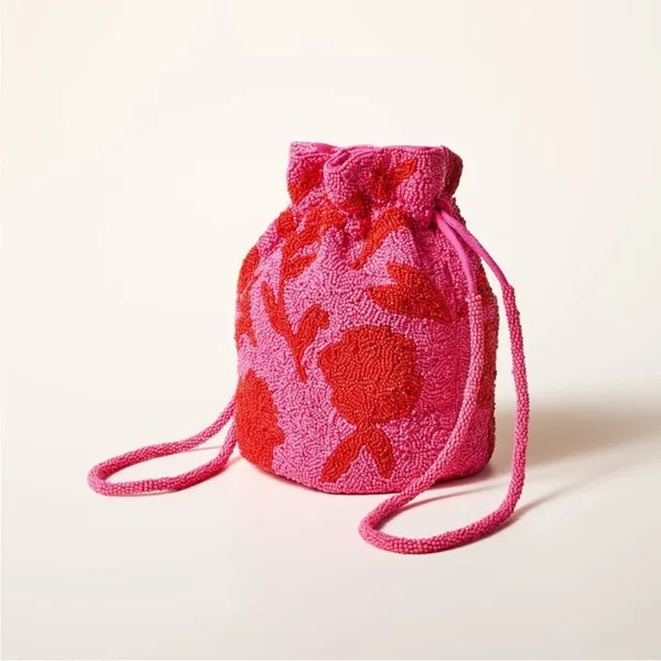 Kate spade red and pink floral bucket draw strong bag purse tulip Mother’s Day - Image 2