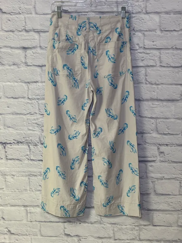 Maeve x Anthropologie Colette Blue Lobster Wide Leg High Rise Crop 25 Linen - Image 9