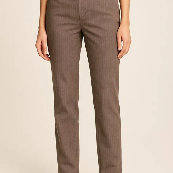 Dockers Womens Trousers Brown Pinstripe Straight Leg Stretch Pants Size 8M - Image 2