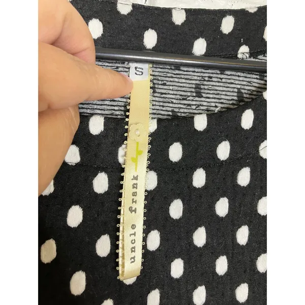 Uncle Frank‎ Polka Dot Dress Womens Small Black White Excellent Flutter Sleeve - Image 3