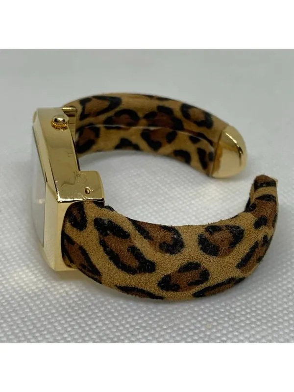 Vivani Women's gold tone Cheetah Print Cuff Band watch quartz 29mm 6” running - Image 3