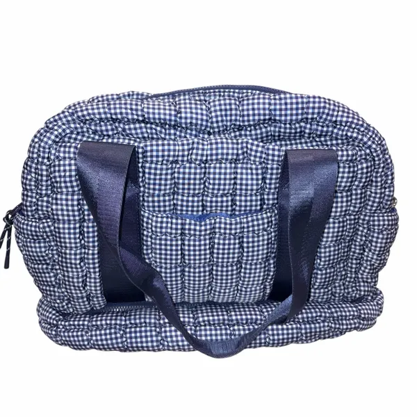 NEW With Tag AS Revival Altar’d State Blue & White Quilted Gingham Gym Bag Tote Laptop Bag - Image 4