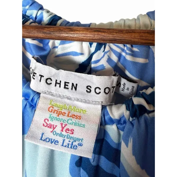 Gretchen Scott Mystic Garden Turquoise Halter Tassel Tie Dress Blue Small - Image 6