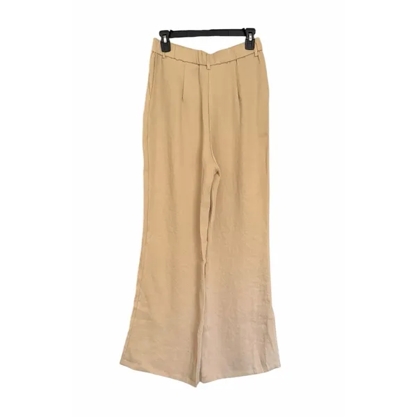 OGL Ecru Wide Leg Pants European Linen Blend High Rise NWT Medium Coastal Chic - Image 6