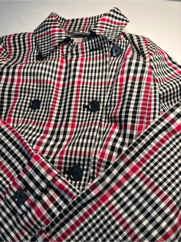 Banana Republic Women’s S Plaid Trench Coat Belted Cotton Double Breasted - Image 10