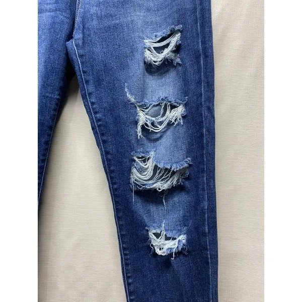 Judy Blue Boyfriend Jeans Women Sz 3/26 Distressed Stretch Denim‎ Blue - Image 4