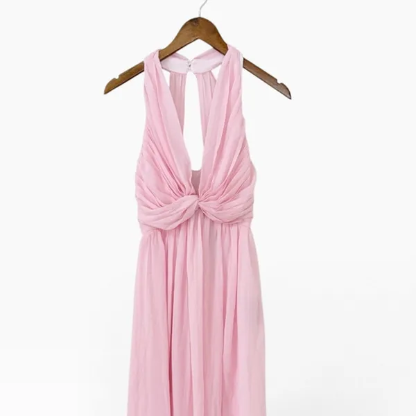 Lulus Marilina Light Pink Pleated Twist-Front Maxi Dress size S NWT - Image 5