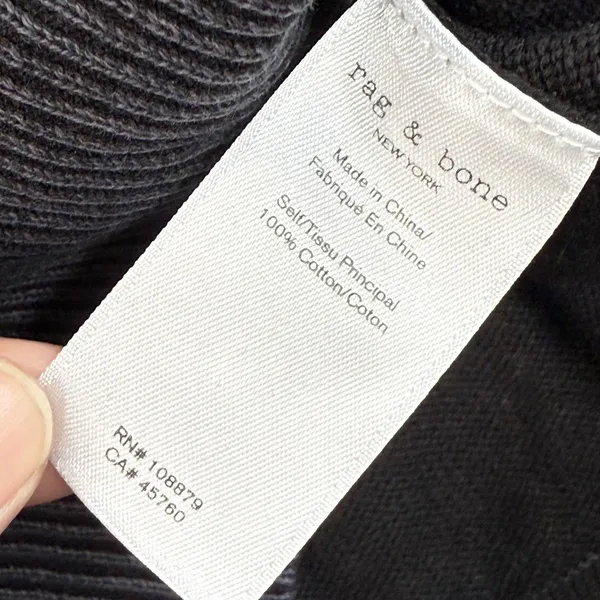 Rag & Bone Eyelet Knit Top Long Sleeve Cotton Blend Sweater Black Large‎ - Image 5