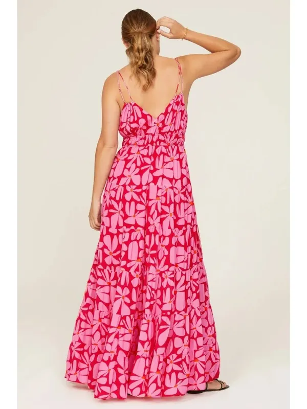 Hutch Swing Maxi Dress in Pink Red Medium Womens Long floral gown - Image 13
