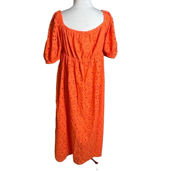 Eloquii‎ Eyelet Tie Front Maxi Dress Sz 14 Orange - Image 3