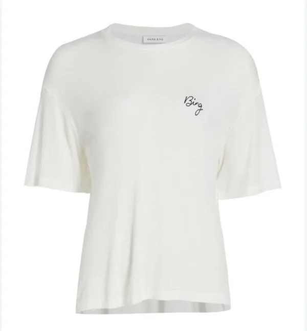 NWT NEW Anine Bing White Cursive T Shirt Ivory XS Oversized - Image 2