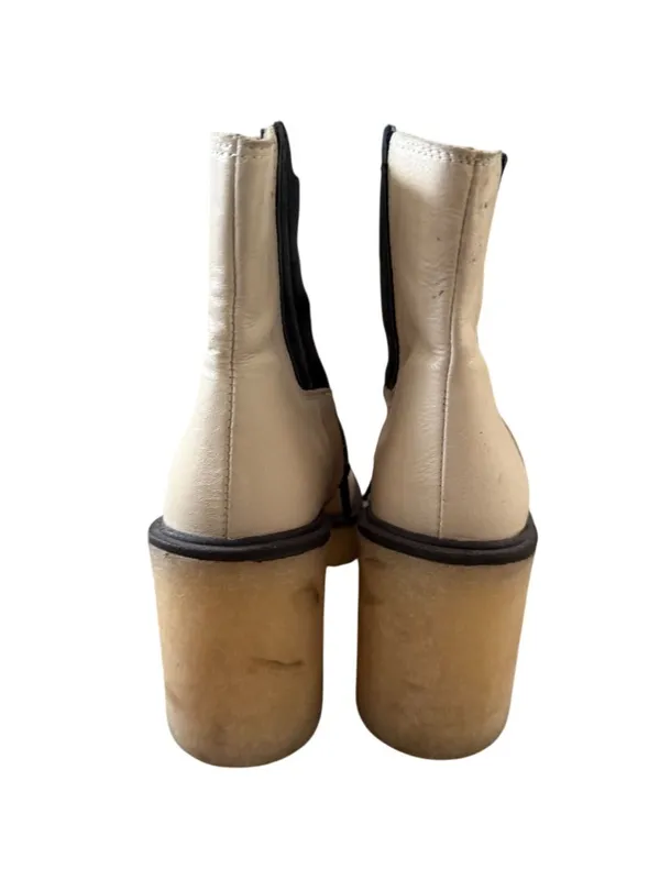 FREE PEOPLE Cream Leather Pull On Boots Size 37.5 / 7.5 - Image 5