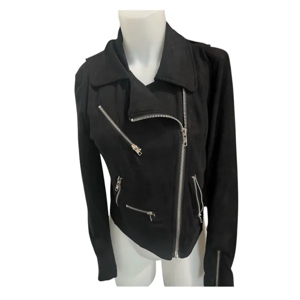 Vici Black Faux Suede Zipper grunge rocker Jacket gothic Moto Boho - Image 2