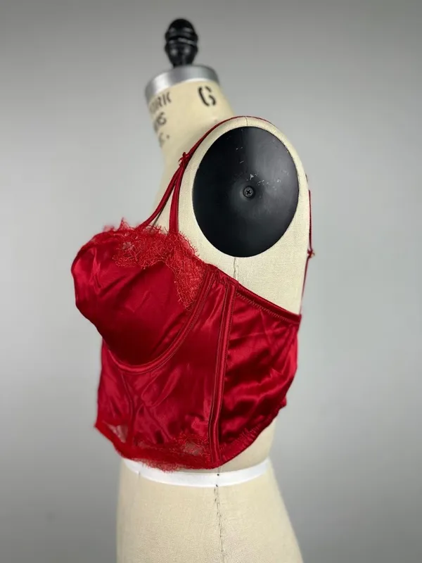 Victoria's Secret Dream Angels Red Satin Lace Bustier Corset Top 38DD/E85 - Image 3
