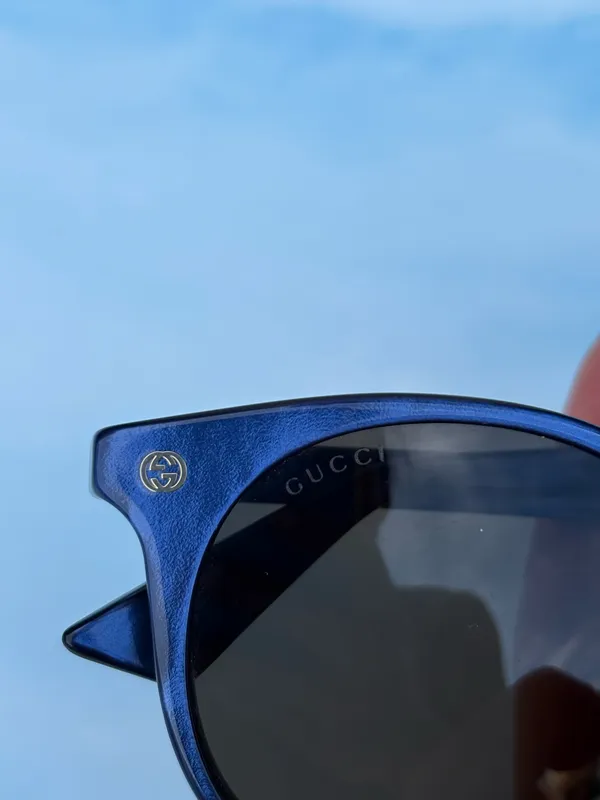 Gucci GG0091SA 004 urban round blue tortoiseshell acetate frame sunglasses brown lenses - Image 6
