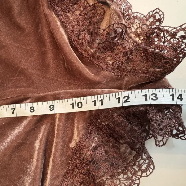 Velvet Romper Lace Trim Boho Festival Bell Sleeve Mauve Brown Festival Trendy S - Image 12