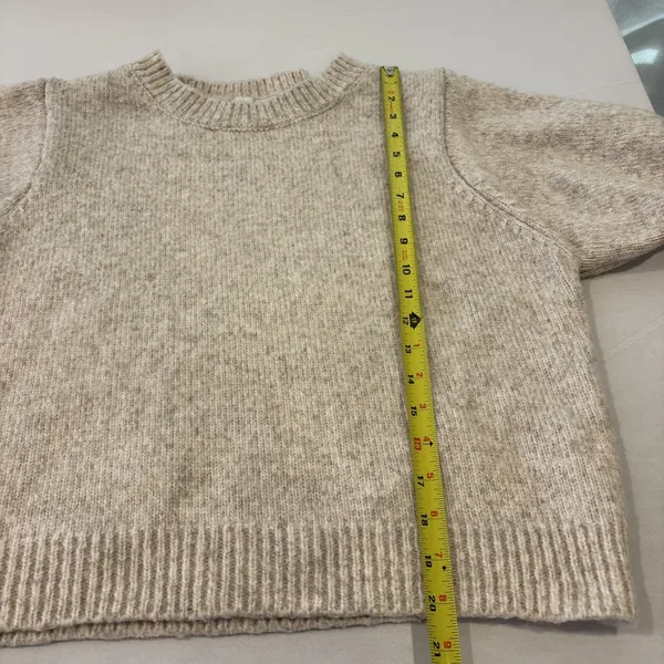 Zenana Womens Medium‎ Short Sleeve Sweater Cream Knit Crewneck Soft Casual Top - Image 9
