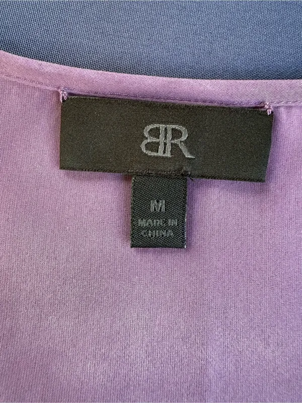 Womens Banana Republic Sleeveless Purple Ruffle Blouse Top Sz M Medium 100% Silk - Image 6