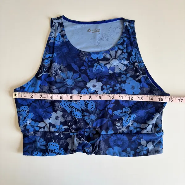 OFFLINE By Aerie Real Me XTRA Twist Crop Tank Top in Blue Butterfly Floral Print - Image 3