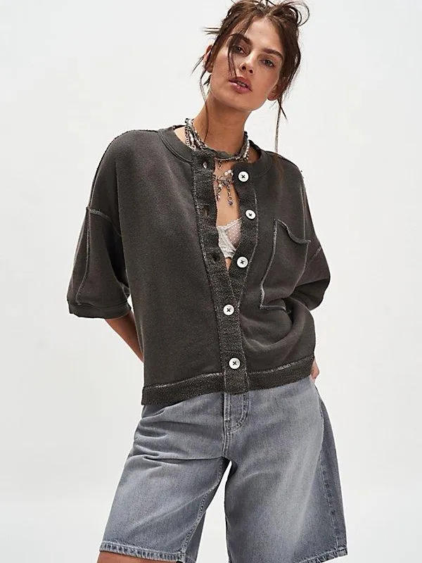 Free people Matilda Sweatshirt in grey green size XL - Image 2