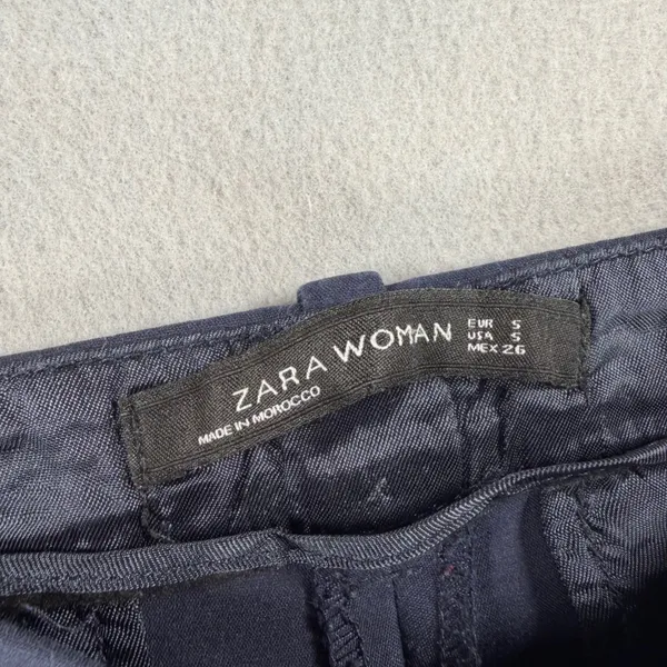 Y2K Zara Woman Navy Blue Slim Cigarette Dress Pants Trousers Ankle Navy Small - Image 8