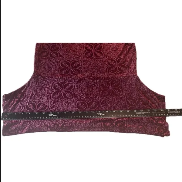 Ivanka Trump Peplum Top Womens S Wine New Burnout Velvet Long Sleeve I78TNHFE - Image 7