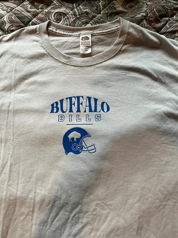 Buffalo Bills Custom Retro Tee Gray Size L - Image 3