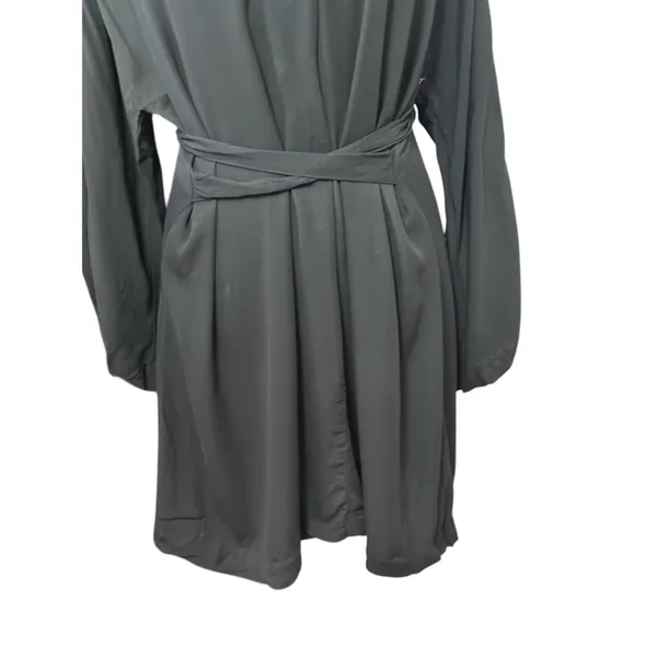 H&M Black Tie Belt Long Sleeve Neck Mini Dress Minimalist Style XS NWOT Office - Image 7