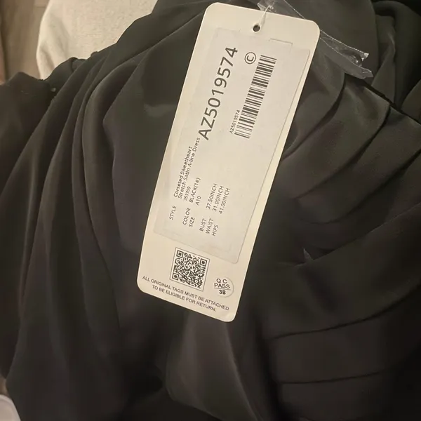Azazie NWT X KENDALL + KYLIE A-Line Ruched Stretch Satin Floor-Length Dress in Black. Size 10. - Image 9