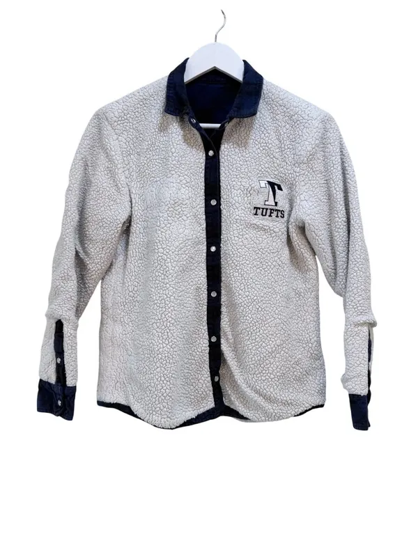Spirit Tufts University Reversible Sherpa Flannel Shirt Jacket Shacket Medium - Image 2