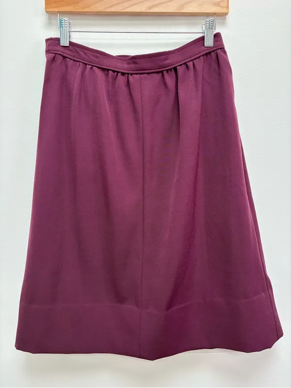 Vintage 1970s Gucci 100% Wool Burgundy A-Line Skirt Made in Italy S - Image 7