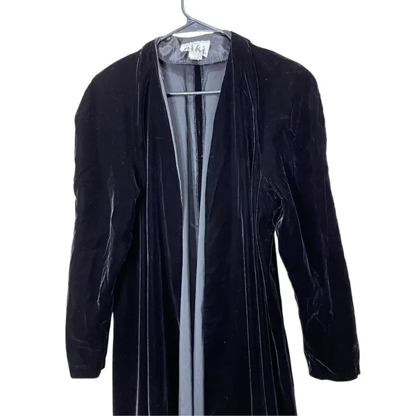 Vintage Karen‎ Lucas For Niki Black Velvet Swing Coat Size S - Image 2