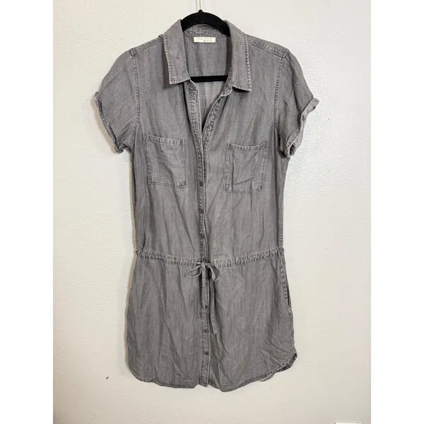 Lovestitch Grey Tencel Short Sleeve Button Down Shirt Dress Medium‎ I-70854W-MXX - Image 2