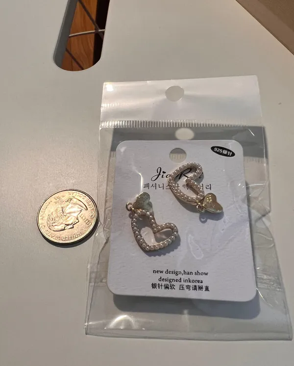 Gold Plated Heart Earrings - Image 3