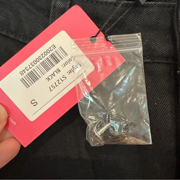 New Edikted Wide Leg Jeans Sz S Oversized Boyfriend Cargo Black Mid-rise Y2K - Image 10