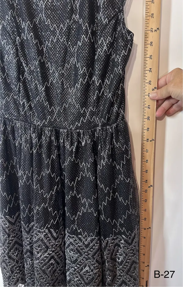 Pins & Needles Size 6 Black Silver Metallic Lace Fit and Flare Mini Dress - Image 8